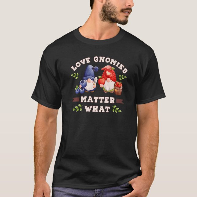 Camiseta gnomos de jardín con arándanos y manzanas (Anverso)
