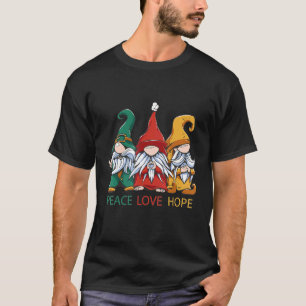 Camiseta gnomos pequeños en verde rojo y amarillo guisante 