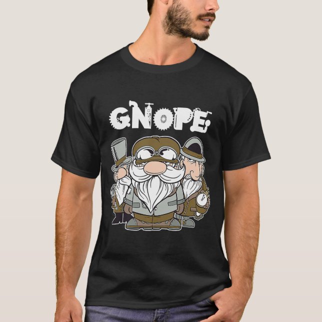 Camiseta Gnope Steampunk Garden Gnomes Scandinavian Nope (Anverso)