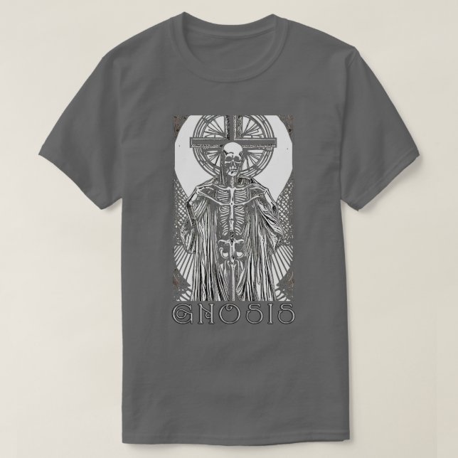 Camiseta Gnosis Gnostic Skeletal Christ Meditación (Diseño del anverso)