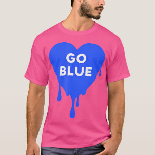 Camiseta Go Blue - Blue Team Color War Camp Dripping Heart