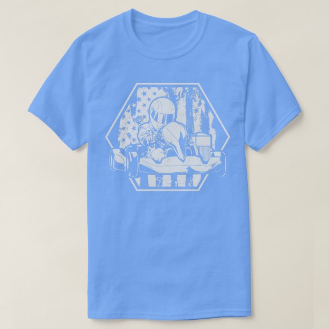 Camiseta Go Cart USA Bandera Americana Go Kart Carreras (Diseño del anverso)