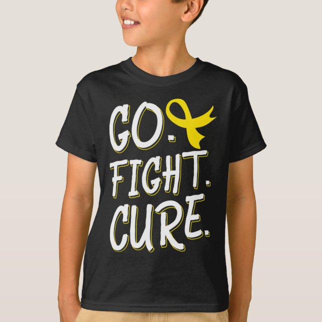 Camiseta Go Fight Cure Children Cancer Gold Ribbon Awarene (Anverso)