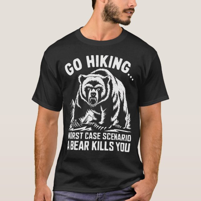 Camiseta Go Hiking Bear Mountain Forest Wildlife Camping Wi (Anverso)