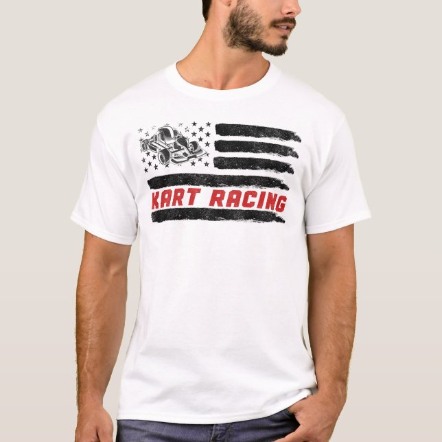 Camiseta Go Kart Kart Carreras American Flag Vintage (Anverso)