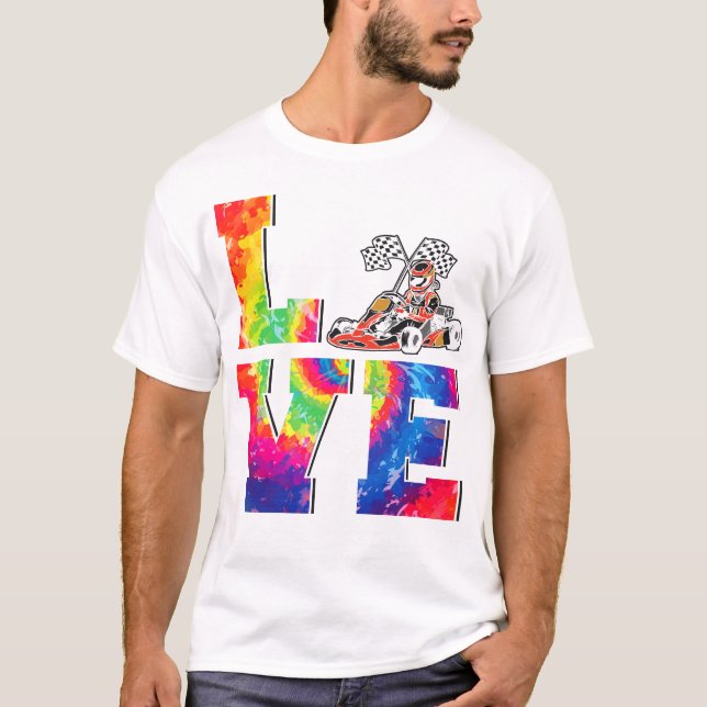 Camiseta Go Kart Love Tie Dye Retro Vintage (Anverso)