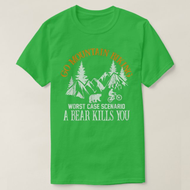 Camiseta Go Mountain Biking Worst Case Scenario Bear Biker  (Diseño del anverso)