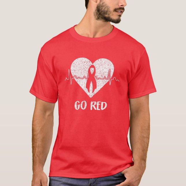 Camiseta Go Red Day Heart Ribbon Heart Disease Mes Gift (Anverso)