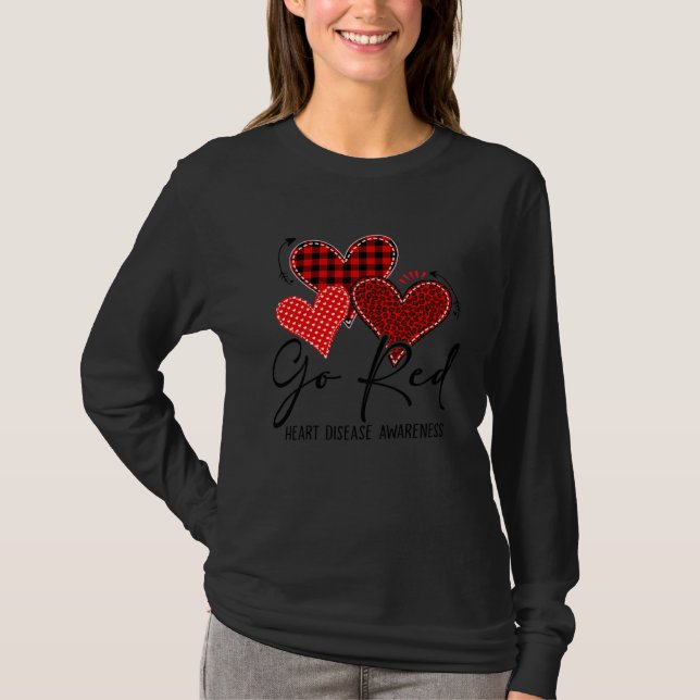 Camiseta Go Red For Womens Heart Disease Awareness Month Le (Anverso)