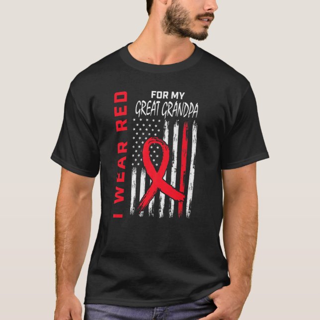 Camiseta Go Red Great Grandpa Awareness para la Enfermedad  (Anverso)