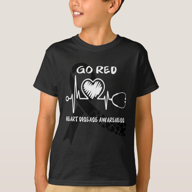 Camiseta Go Red Heart Disease Awareness Month  (Anverso)