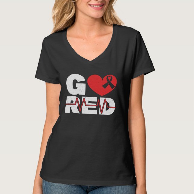 Camiseta Go Red Heart Health Heart Disease Awareness (Anverso)