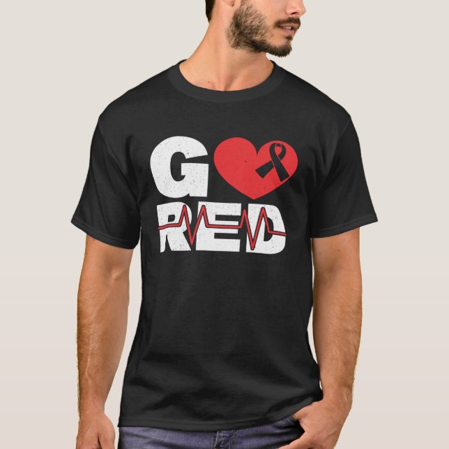Camiseta Go Red Heart Health Heart Disease Awareness (Anverso)