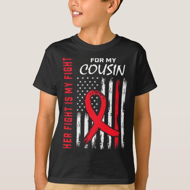 Camiseta Go Red Her Fight Cousin Heart Disease Awareness Fl (Anverso)