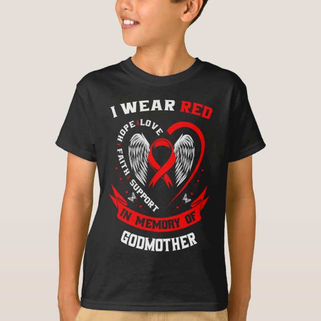 Camiseta Go Red In Memory Of Godmother Heart Disease Awaren (Anverso)