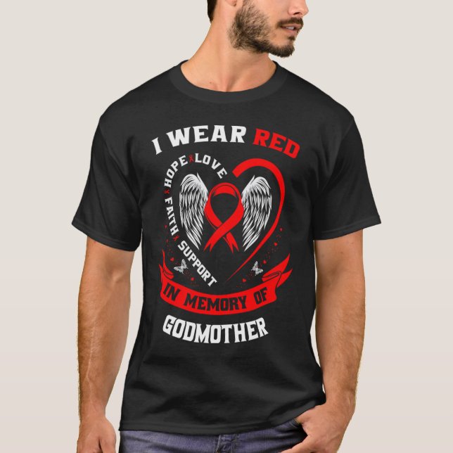 Camiseta Go Red In Memory Of Godmother Heart Disease Awaren (Anverso)
