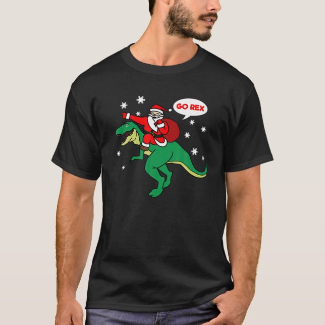Camiseta Go Rex Funny Cute Dinosaur Boy Navidades regalo (Anverso)