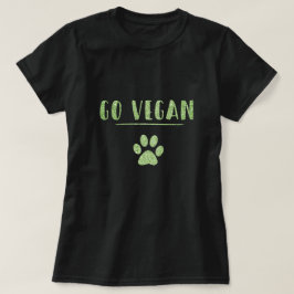 Camiseta Go Vegan Animal Paw Faux Green Purpurina Typograph