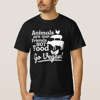 Camiseta Go Vegan Animals son nuestros amigos no comida Gra