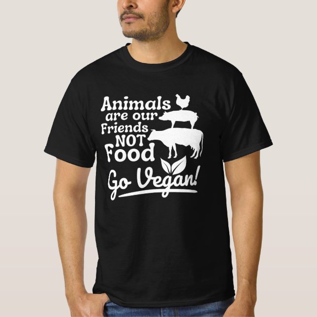 Camiseta Go Vegan Animals son nuestros amigos no comida Gra (Anverso)