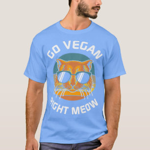 Camiseta Go Vegan Right Meow Retro Sunset Cat Vintage Sun C