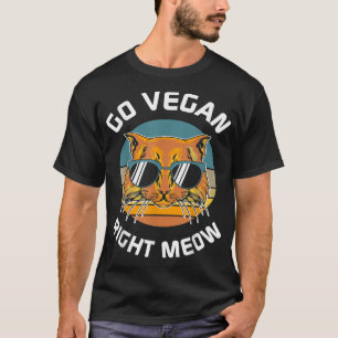 Camiseta Go Vegan Right Meow Retro Sunset Cat Vintage Sun C