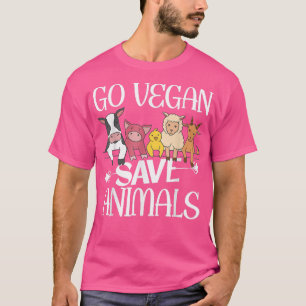 Camiseta Go Vegan Save Animals Divertidos Animales Alimento