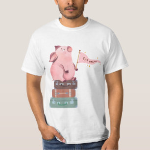 Camiseta Go Vegan with Cute Pink Pig
