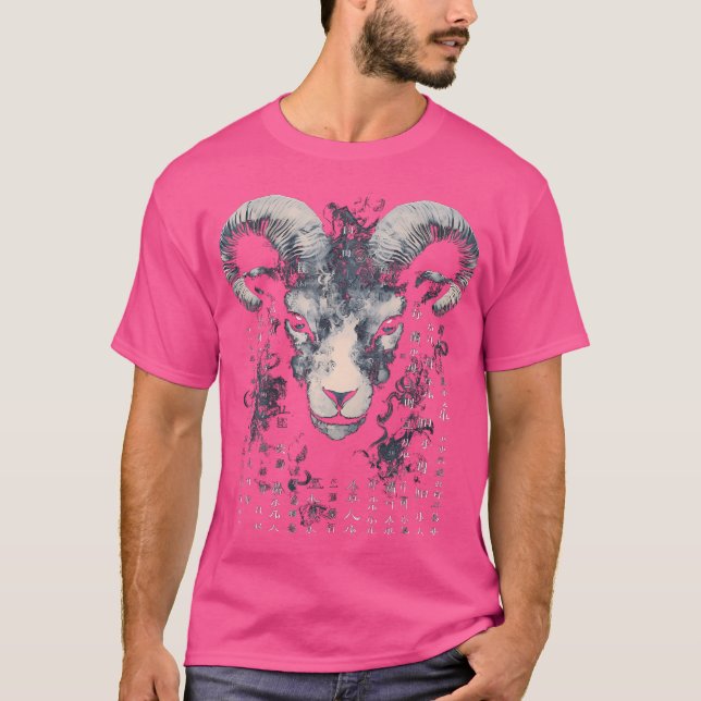 Camiseta Goat Art Text Face Animal Motif Goat (Anverso)