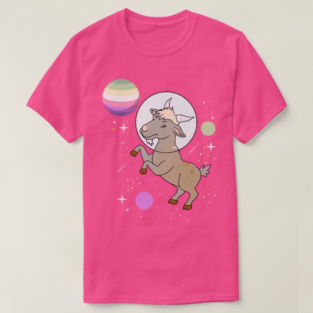 Camiseta Goat Astronaut Genderfae Pride  (Diseño del anverso)