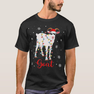 Camiseta Goat Christmas Lights Funny Xmas Santa Hat Animals