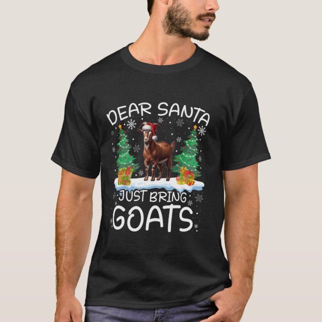 Camiseta Goat Funny Santa Hat ilumina el árbol de copos de  (Anverso)