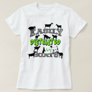 Camiseta GOAT HUMOR Cute Fácilmente Distrado por Cabras