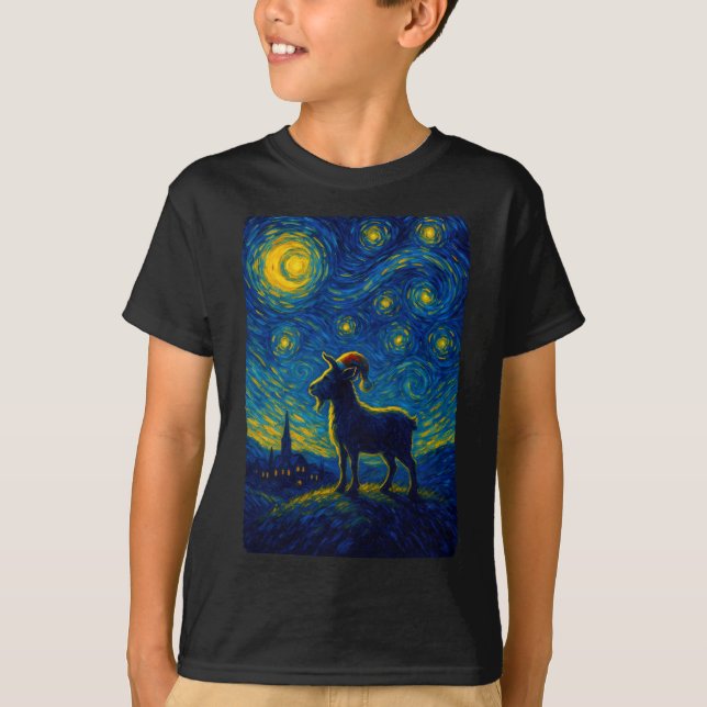 Camiseta Goat Lover Santa Hat Christmas Starry Cute Night V (Anverso)