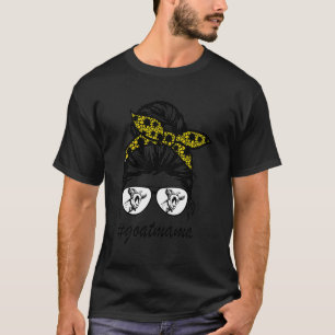 Camiseta Goat Mama Messy Hair Bun Farm Animal Sunflower Flo