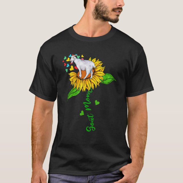 Camiseta Goat Mom Cute Farm Animals On Sunflower Farmer Mot (Anverso)
