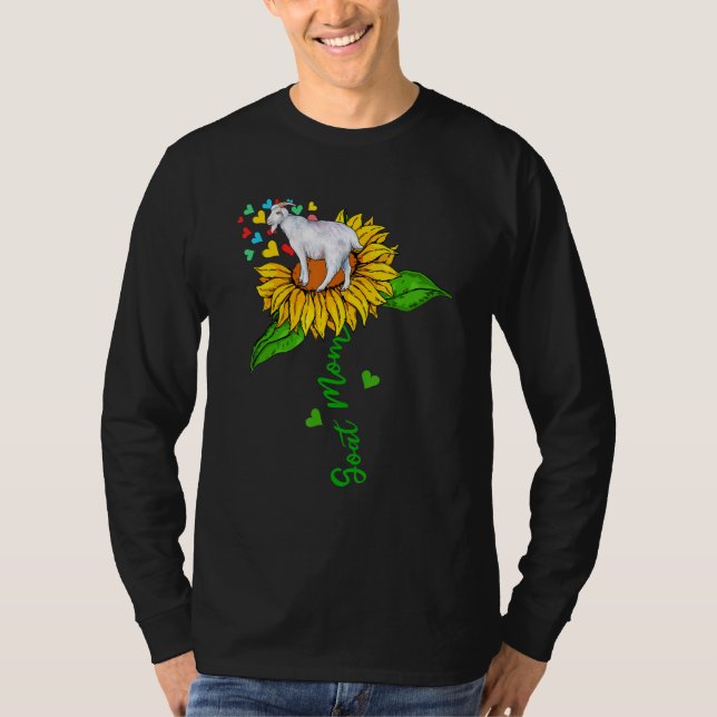 Camiseta Goat Mom Cute Farm Animals On Sunflower Farmer Mot (Anverso)