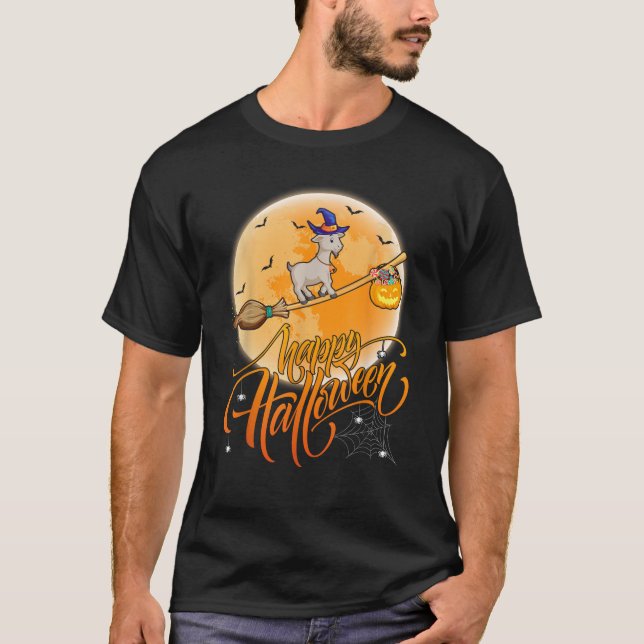 Camiseta Goat Ride Witch Shotgun Funny Goat Halloween (Anverso)