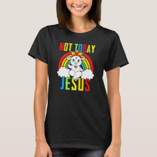 Camiseta Goat Satanic No Today Jesus Rainbow Satanism