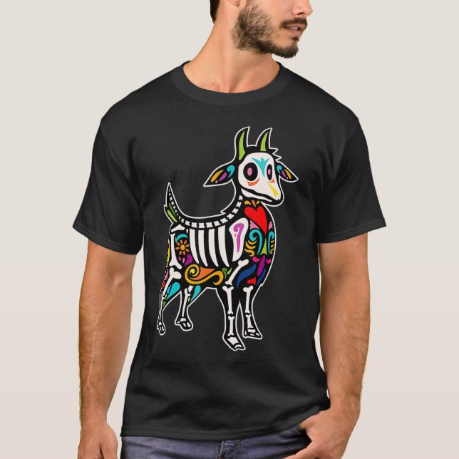 Camiseta Goat Sugar Skull Mexican Day of the Dead Dia De Mu (Anverso)