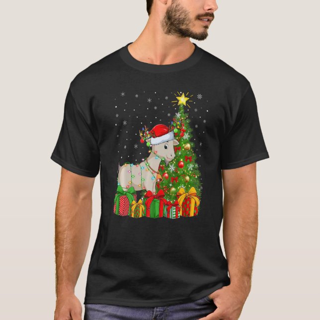 Camiseta Goat  Xmas Holiday Santa Goat Christmas Tree (Anverso)