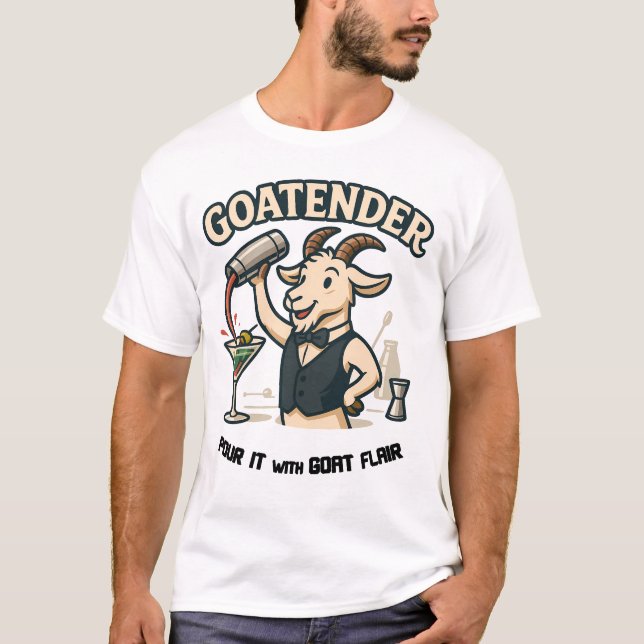 Camiseta Goatender Funny Goat Bartender Pun Design (Anverso)
