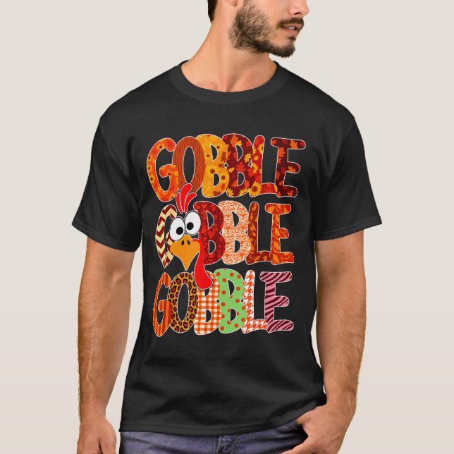 Camiseta Gobble Gobble Funny Turkey Thanksgiving Women Girl (Anverso)