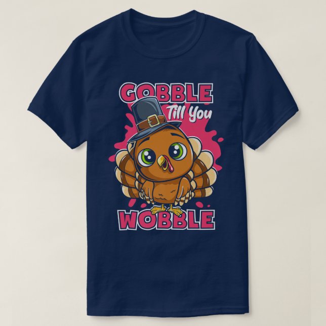 Camiseta Gobble hasta que te tambalee niño de peregrino de  (Diseño del anverso)
