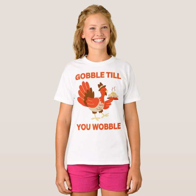 Camiseta GOBBLE HILL YOU OBBLE divertida acción de gracias (Anverso completo)