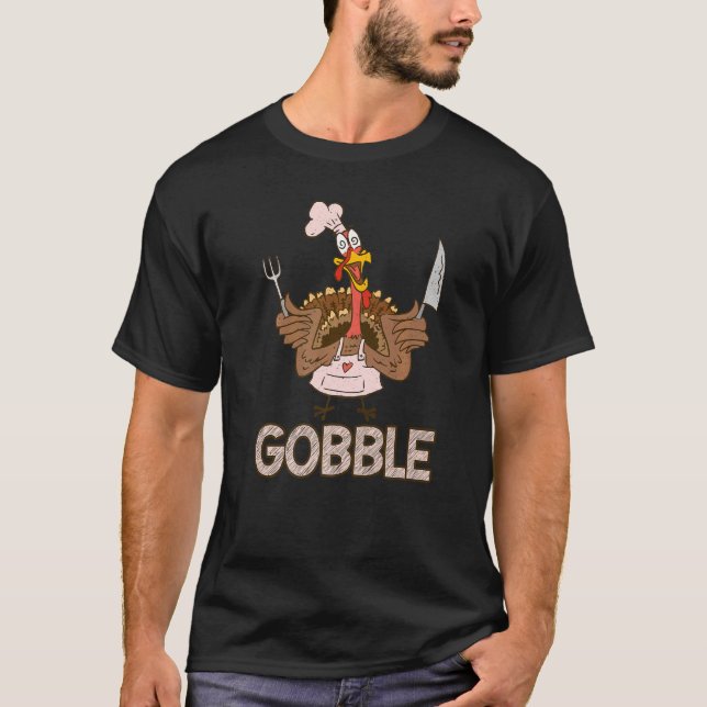 Camiseta Gobble Thankful  Crazy Turkey Thanksgiving (Anverso)