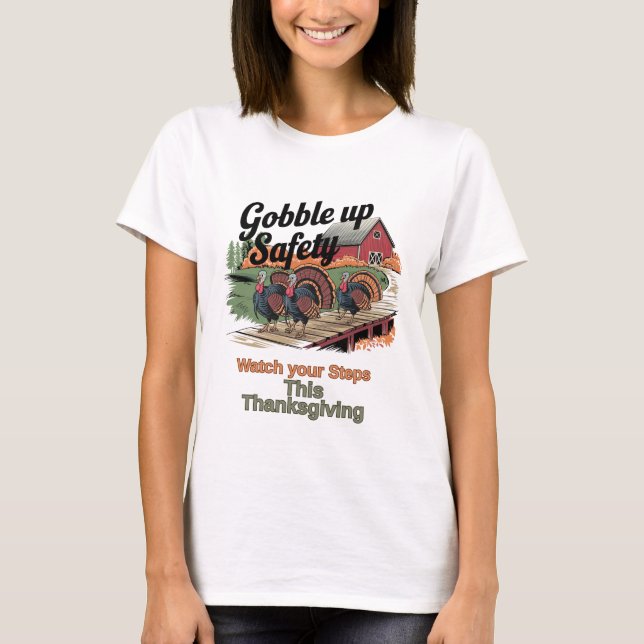 Camiseta Gobble Up Safety - Acción de Gracias Retro (Anverso)