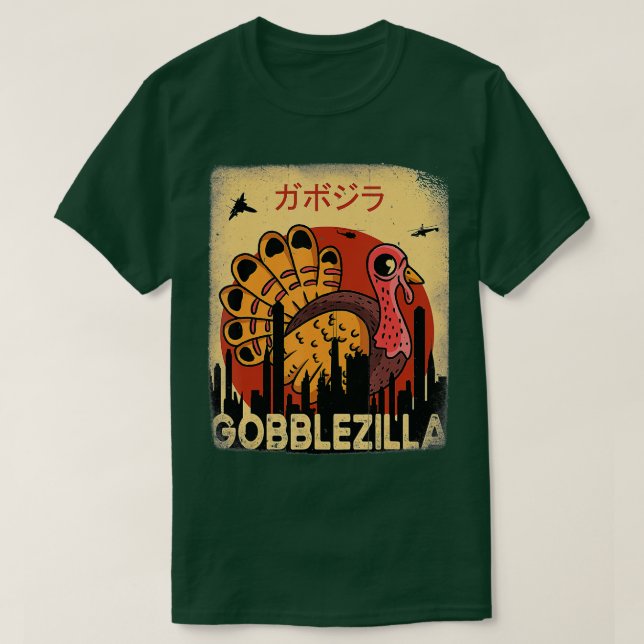 Camiseta Gobblezilla Acción de Gracias de Turquía (4) (Diseño del anverso)