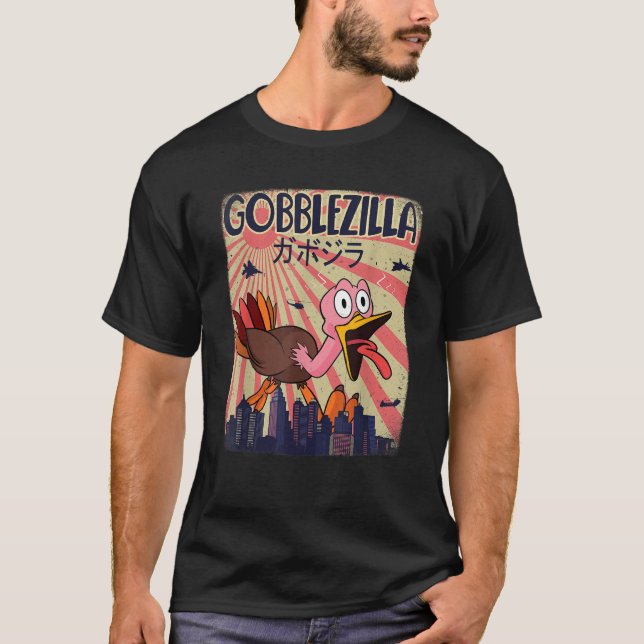 Camiseta Gobblezilla Turquía Acción de Gracias (Anverso)