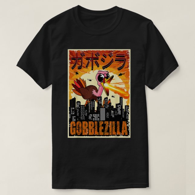 Camiseta Gobblezilla Turquía Acción de Gracias (Diseño del anverso)